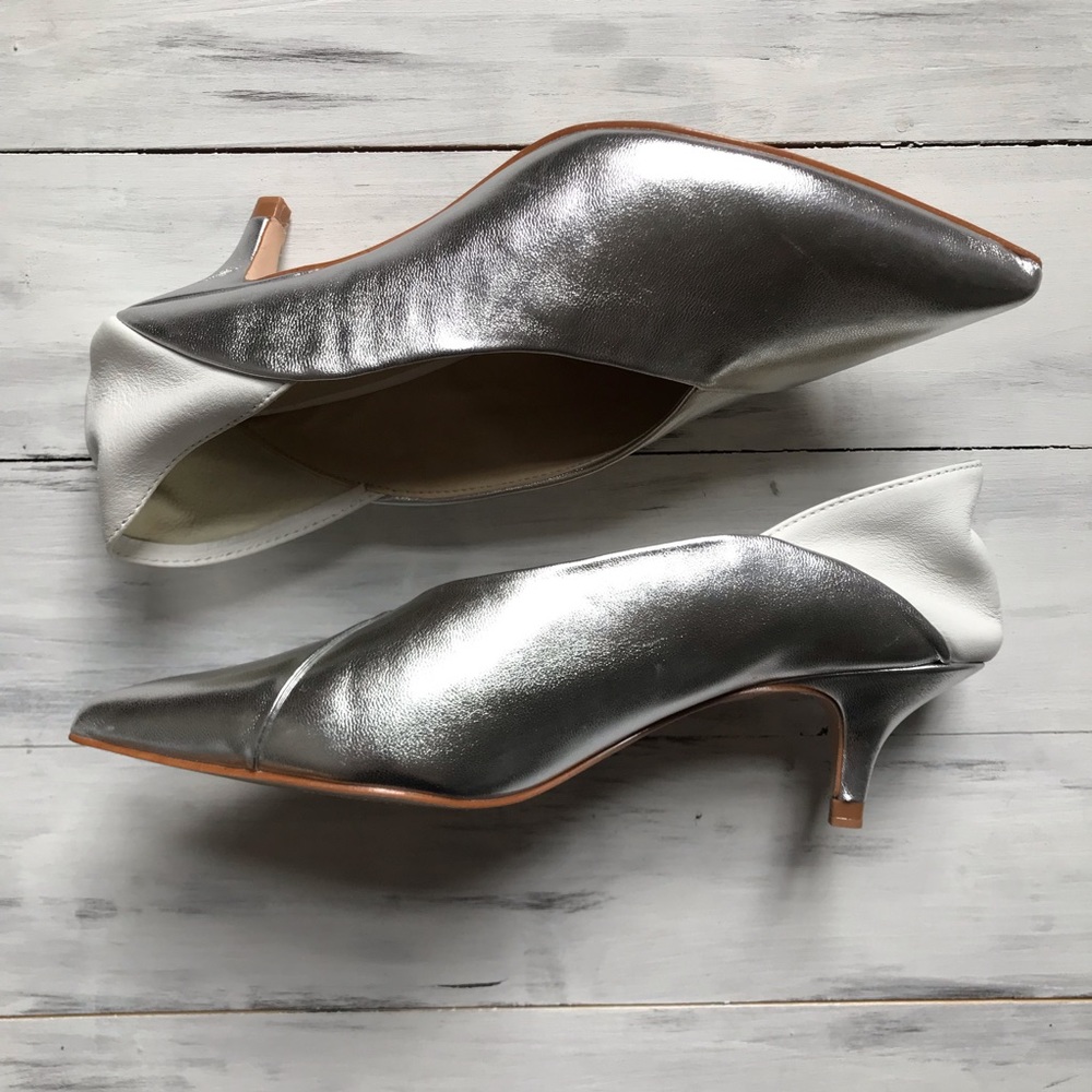 🆕 NWOT Zara heels. Size 6, eu 36. Silver & white.